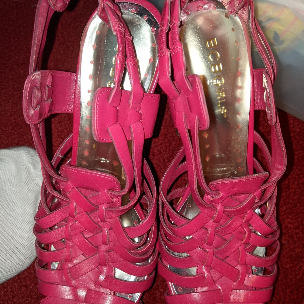 BCBG girls pink leather heels